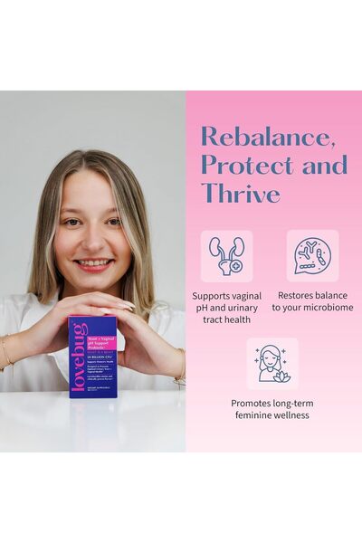 lovebug PROBIOTICS Yeast + Vaginal pH Support | Multi-Strain 50 Billion CFU | 60 Capsules