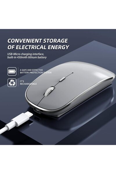Other Halpilt Silent Rechargeable Portable Wireless Mouse USB/USB-C Dual Mode Q23S - Gray