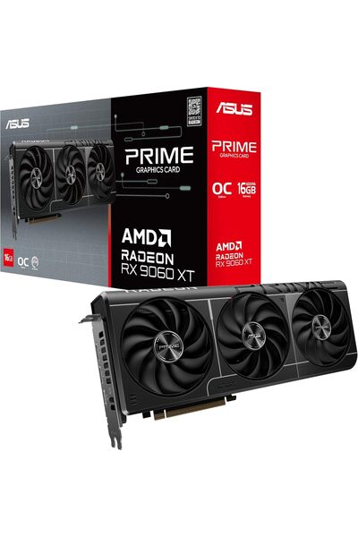 ASUS بطاقة الرسومات Prime Radeon™ RX 9060 XT سعة 16 جيجابايت GDDR6 - إصدار Overclocked (PCIe 5.0، HDMI/DP 2.1، فتحة 2.5، A