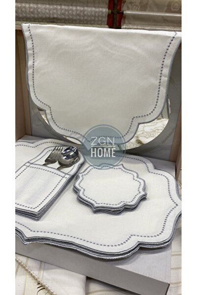 ZGNHome 19 Piece 6 Person Embroidered Sun Silver American Dinnerware Set