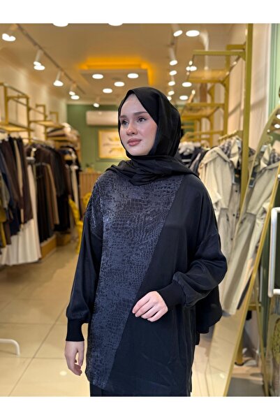 Nuss 3005 Jacquard Patterned Asymmetrical Cupra Tunic