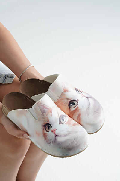 DOGİYE 8131 Sweet Cat Printed Sek Comfort Slippers