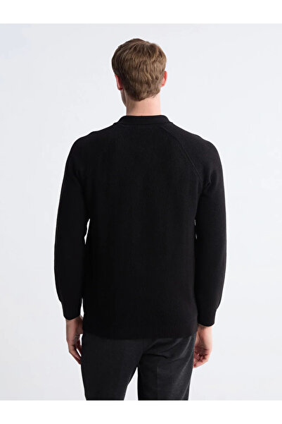LC Waikiki Ανδρικό πλεκτό πουλόβερ SOUTHBLUE με μαύρο γιακά πόλο