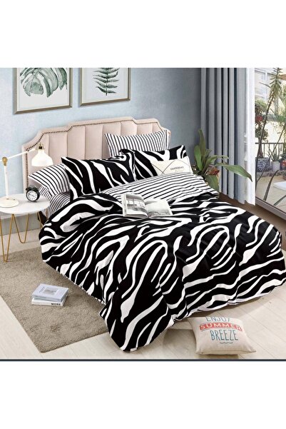 OEM Lenjerie de Pat Dublu, Cearceaf cu Elastic Țesătură tip Finet, 6 piese