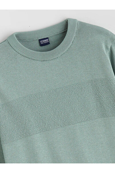 LC Waikiki Pulover tricotat pentru băieți LCW Kids Green guler rotund