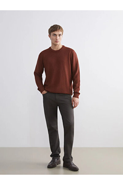 LC Waikiki Lcw Vision Brown Crew Neck Checkered Men's Knitwear Sweater