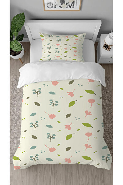 GREENDECOR Set de lenjerie de pat elegant pentru o persoană, cu model boem de...