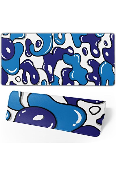 Other Gaming Mouse Pad XL 80×30 cm – Navy & White Japanese Anime Geometric, Non-slip Extended Desk Mat