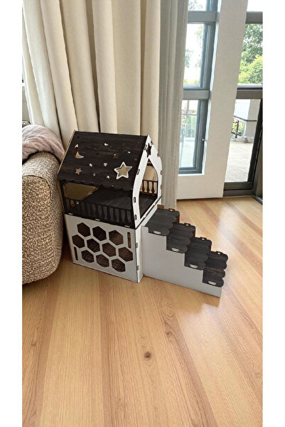 MASTERPOL İsmeÖzel Ahşap Dekoratif Büyük Tavşan Evi Minder Ve Tasma Hediyeli ...