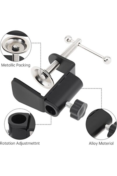 OriGlam مشبك C-Clamp للمكتب — مشبك طاولة قابل للتعديل ومتين لحمل الميكروفون/ا...