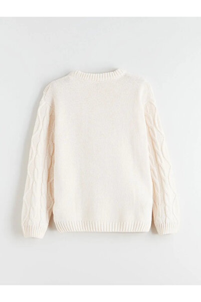 LC Waikiki Pulover tricotat pentru băieți LCW Kids Ecru guler rotund