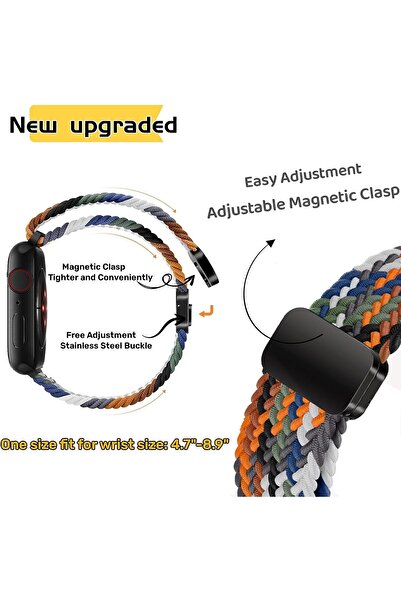 Generic Nylon Braided Magnetic Sport Loop Band for Apple Watch (38mm–49mm)