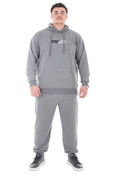 marufshop Ανδρικό σετ φόρμας με κουκούλα με 2 κλωστές, μεγάλο μέγεθος, κατάλληλο για βάρος έως 154 λίβρες