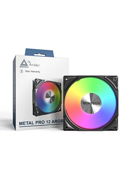 MONTECH مروحة Metal Pro 12 ARGB PWM مقاس 120 مم (600-2200 دورة في الدقيقة، 76...