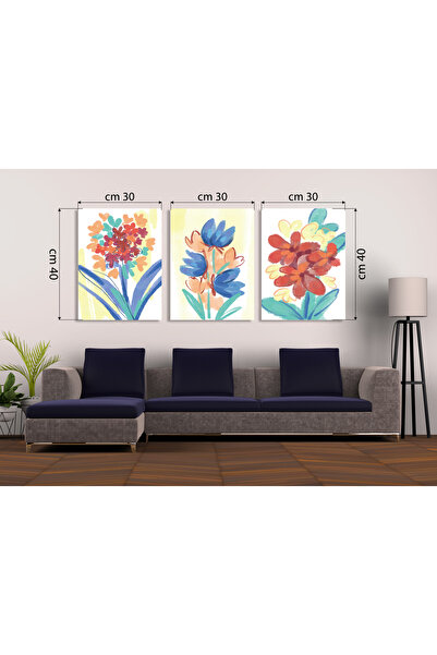 M&H Quality 3-Piece Mdf Painting Set with Vivid Watercolor Floral Pattern |   Modern Flowers