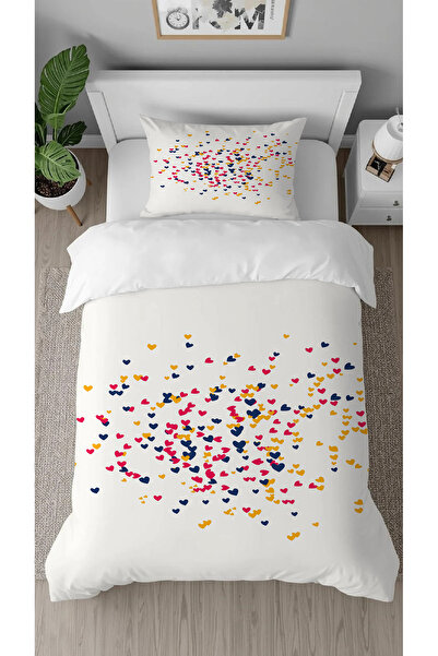 GREENDECOR Heart Love Affection Happiness Patterned Printed Special Design Single Stylish Duvet Cover Set Without Sheets
