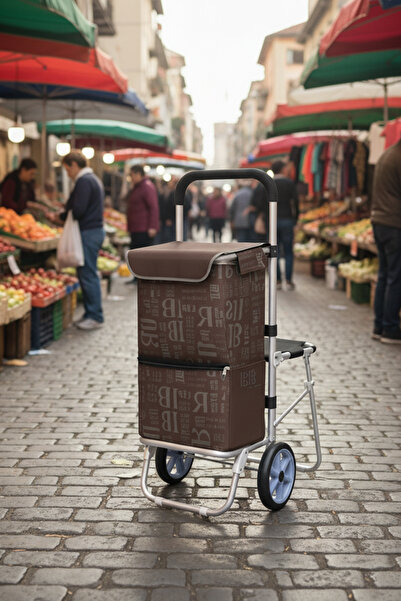 Vadi Katlanabilir Oturaklı Alüminyum Gövdeli Pazar Arabası – Sessiz Tekerlek,...