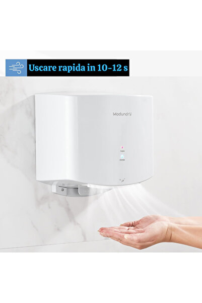 modundry Electric hand dryer, with automatic infrared sensor, wall-mounted, 1200W, hot/cold air, ABS