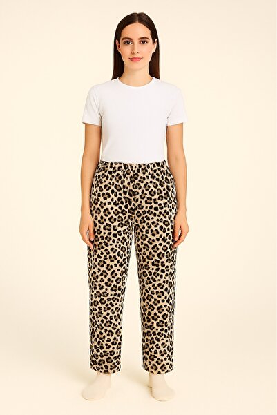 LinaByUgurr Πιτζάμες Leopard Fleece Γυναικείες χοντρές χειμερινές που δεν υφα...