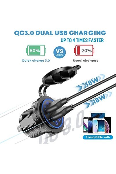 Other Depvko USB Charger, 2-Port QC3.0, Compatible with Cameras, Smartphones and Tablets