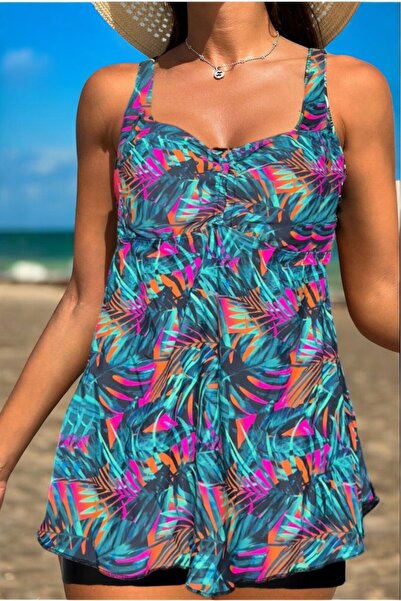 embody Costum de baie plus size, tankini, 2 piese, fustă și pantaloni scurți,...