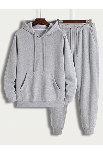 NewCabin 2-Piece Unisex Basic Tracksuit Set – Hooded Sweat Jacket & Jogger Sweatpants