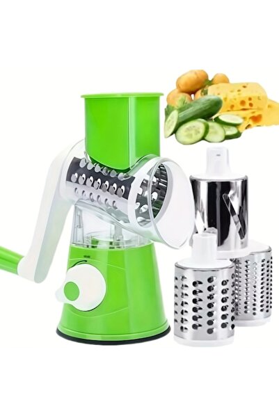 OEM Manual tabletop grater with 3 interchangeable blades, green, stainless steel
