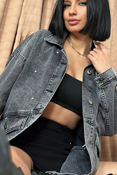 DEAG Μπουφάν τζιν μαύρο πέτρινο