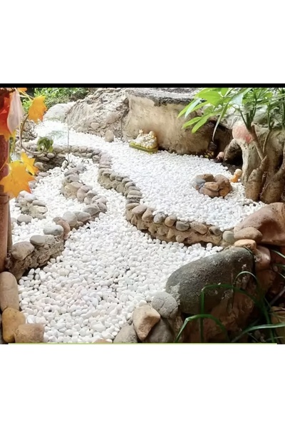 Genel Markalar Çakıl Taşı Beyaz Bahçe Taşı Saksı Taşı 1-2 Cm 5 KG