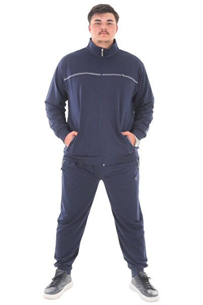 marufshop Мъжки плюс размер до 154 кг Подходящ размер 2-слоен прав яка с цип спортен екип