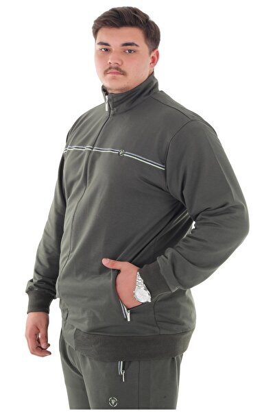 marufshop Ανδρικό σετ αθλητικής φόρμας με φερμουάρ με γιακά με 2 κλωστές, μεγάλο μέγεθος, κατάλληλο για βάρος έως 154 λίβρες