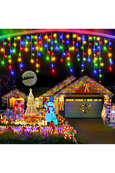 Smart Christmas Icicle Lights, 8 Light Modes, Indoor/Outdoor, 12 m x 0.6 m