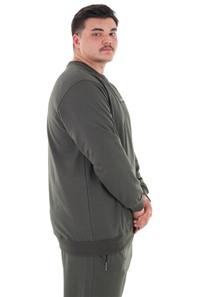 marufshop Men's Plus Size 2 Thread Crew Neck Sweatsuit Tracksuit Set Suitable for Weight up to 154 Kilograms