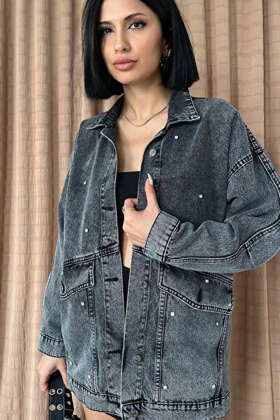 DEAG Μπουφάν τζιν μαύρο πέτρινο