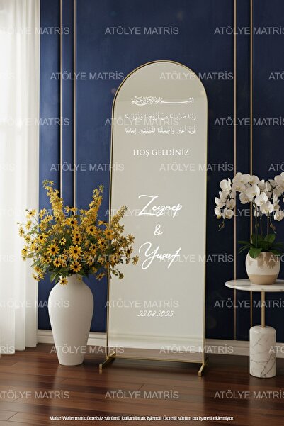 Matris Düğün Nişan Söz Kına Ayna Yazısı Kişiselleştirilebilir Organizasyon Be...
