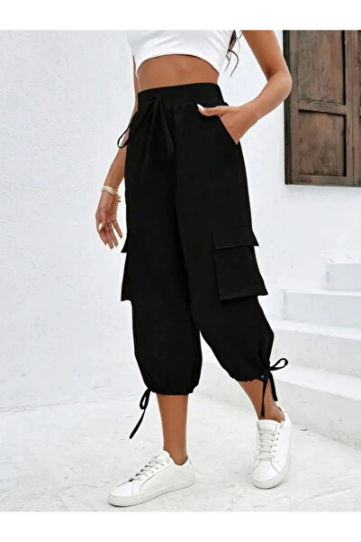 KOZMERA BUTİK Дамски панталони с висока талия, еластична лента с шнур и джобо...