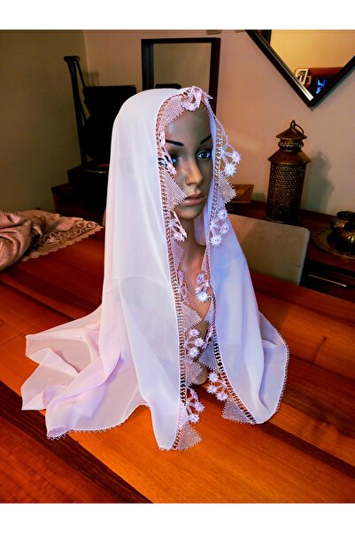 yörük tuhafiye Real Handcrafted Needlework, Prayer, Mevlit Mevlüt Shawl, Headscarf Baby Pink Color, Handmade