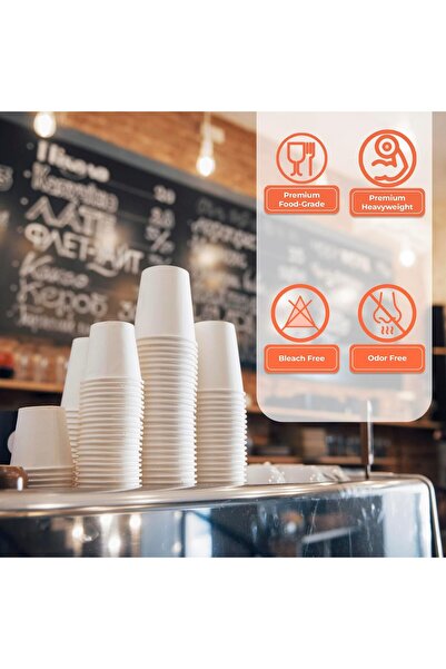 Pescador Paper Cups 8 oz (50 Pack) White Disposable Coffee Cups