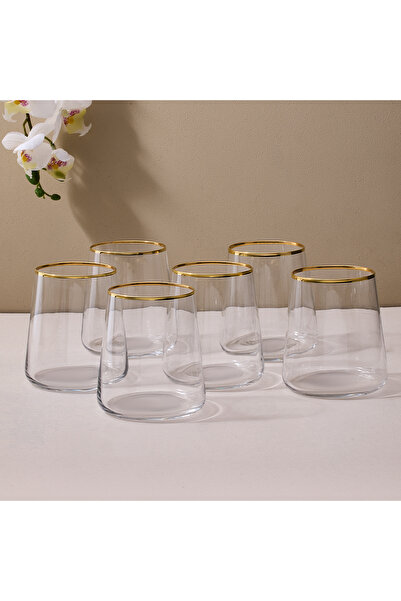 Sandro Moreno طقم دولتشي فيتا المكون من 6 أكواب ماء ذهبية سعة 380 سم مكعب