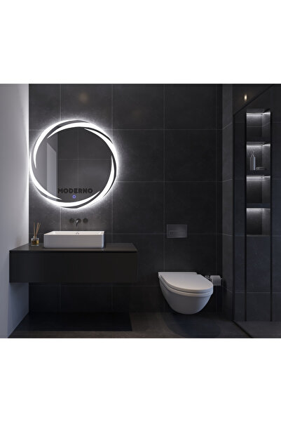 L' CAPO Mdrno Beyaz Led'li Lazer Kumlamalı Lavabo & Banyo Aynası (Dokunmatik ...