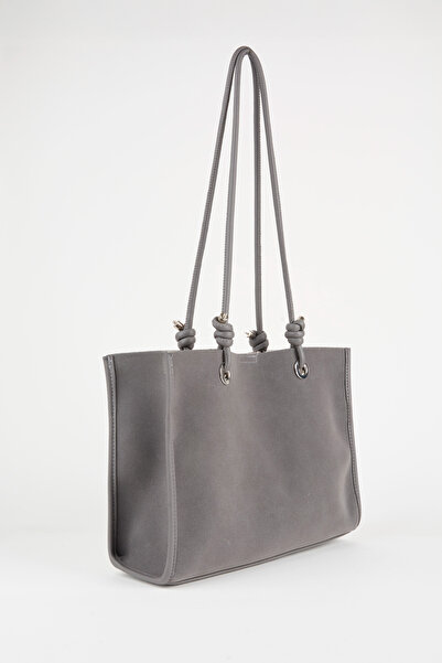 Vivaq Women's Gray Bouquet 3-Compartment Suede Medium Size Lined Snap Closure Hand and Shoulder Bag