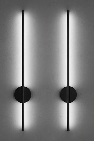 ömka design Modern Pilli 2'li Siyah Beyaz Led Aplik Pil Hediyeli