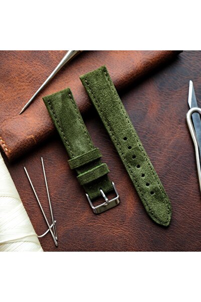 Yaydan Deri Aksesuar 18mm Yeşil Süet Deri Kordon