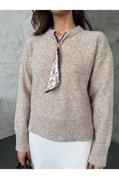 Elif Özbey Butik Pulover moale cu guler de nurcă și eșarfă