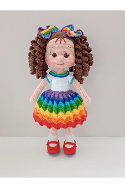 OYUNCAKPARK Gökkuşağı Kıvırcık Saçlı Kırmızı Ayakkabılı Karnaval Bebek Amigur...