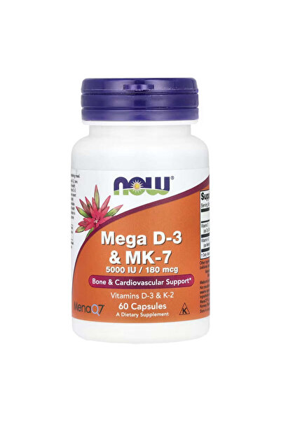 Now Foods , Mega D-3 K2 Vitamin & MK-7, 5,000 IU / 180 mcg, 60 Caps