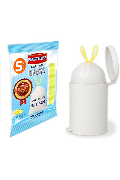 Pescador أكياس قمامة صغيرة برباط، 4 جالون، 45 × 50 سم (75 كيسًا)