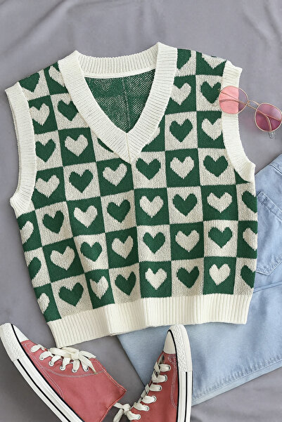 K-ODEA BUTİK Women's Emerald Green Oversize Knit Sweater