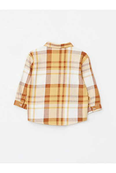 LC Waikiki Lcw Baby Yellow Hooded Long Sleeve Plaid Pattern Baby Boy Shirt Jacket