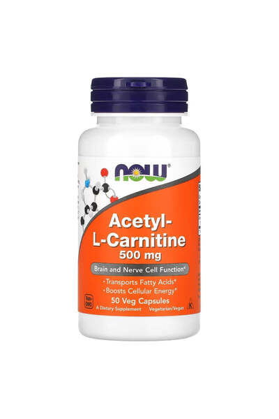 Now Acetyl-L Carnitine 500 mg Amino Acid Brain And Nerve Cell Function 50 Veg...